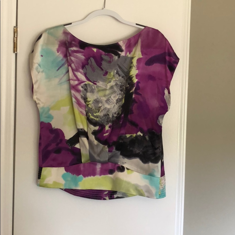 Multicolored real silk top